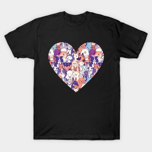 Dog breeds pattern in a heart T-Shirt